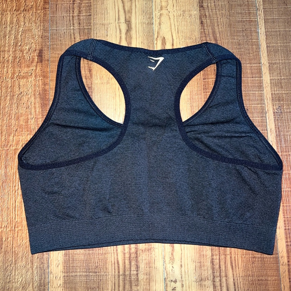 Gymshark Black Seamless Racerback Sports Bra - Picture 2 of 2